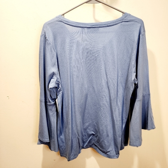 Ella Rafaela Women's Blue Quarter Sleeves top size L NWT - Picture 8 of 11